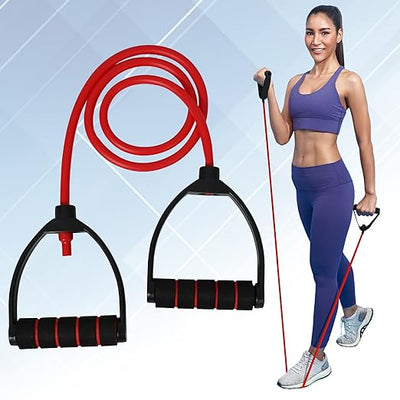 Premium Single Toning Tube Resistance Band Exercise Cord with Comfort Handles