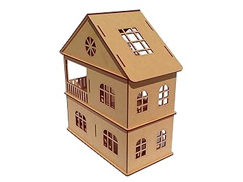 Wooden Toy House with Furniture for Kids (Free Paint Set)