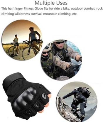 Half Finger Hard Knuckle Motorcycle Army Shooting Tactical Outdoor Breathable Gym & Fitness Riding Gloves for Boys & Men (Pack of 1 Pair, Assorted)